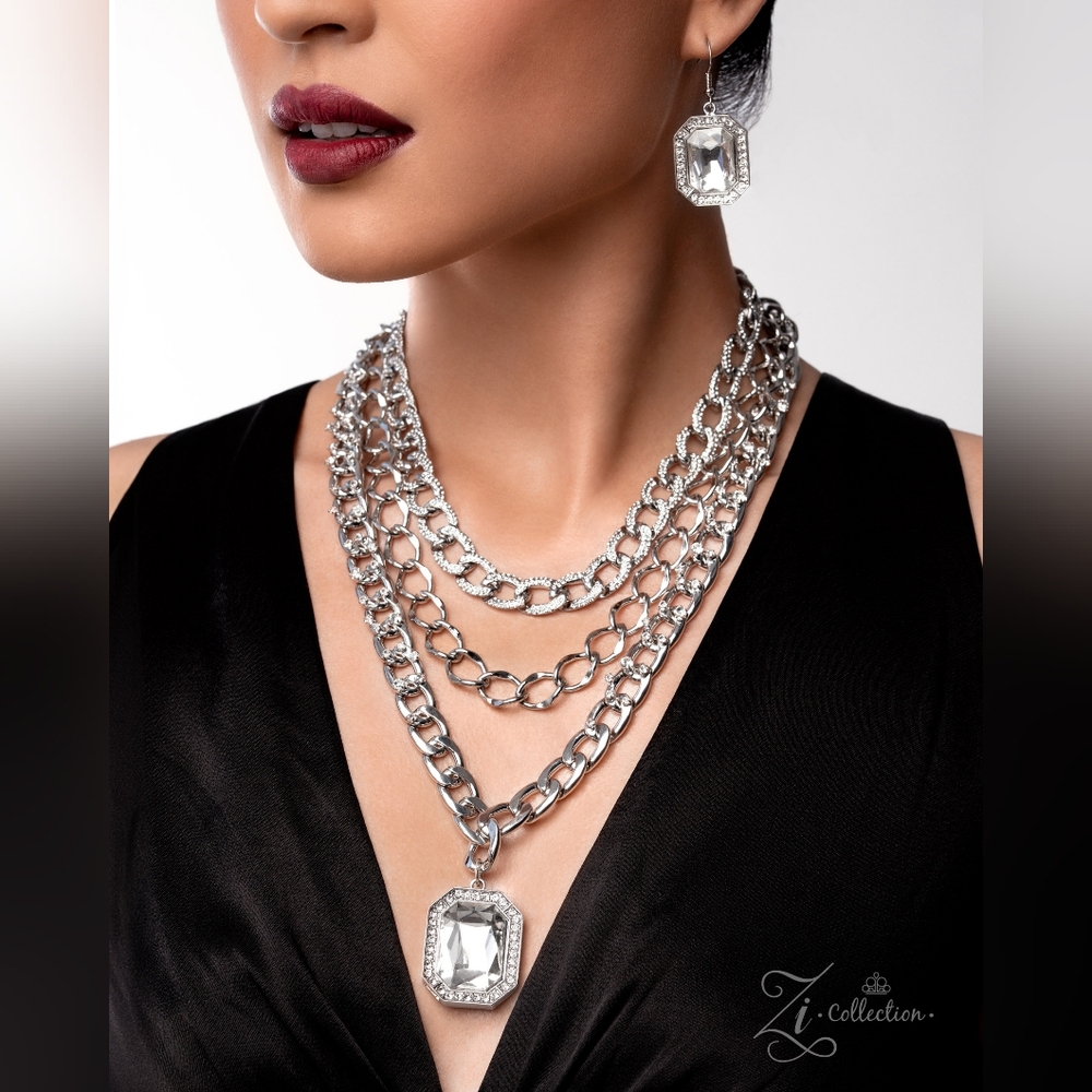 Silver Statement Necklace and Earring Set